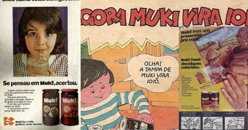 Achocolatado Muki, da Kibon, carregava surpresas em suas embalagens (Foto Reprodução/Montagem/Lennita/Tv Foco/Pinterest) Achocolatado Muki, da Kibon, carregava surpresas em suas embalagens (Foto Reprodução/Montagem/Lennita/Tv Foco/Pinterest)