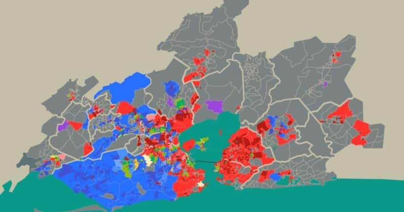 Mapa dos Grupos Aramados do RJ (Reprodução/Geni/UFF) Mapa dos Grupos Aramados do RJ (Reprodução/Geni/UFF)