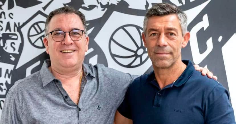 Teixeira e Pedro Caixinha (Foto: Bruno Vaz/Santos FC) Teixeira e Pedro Caixinha (Foto: Bruno Vaz/Santos FC)