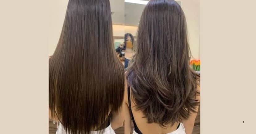 Cabelo longo com poucas camadas, antes e depois (Foto Reprodução/Pinterest) Cabelo longo com poucas camadas, antes e depois (Foto Reprodução/Pinterest)