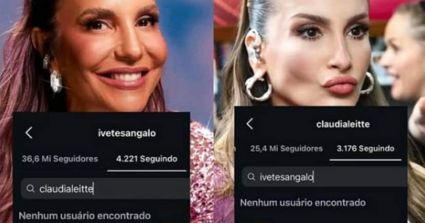 Claudia Leitte e Ivete Sangalo param de seguir nas redes sociais (Foto: Reprodução) Claudia Leitte e Ivete Sangalo param de seguir nas redes sociais (Foto: Reprodução)