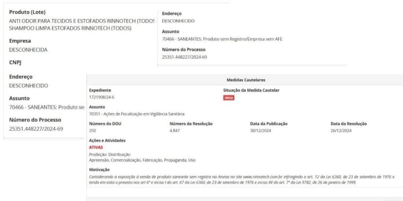Resolução da ANVISA contra a Rinotech (Foto Reprodução/Montagem/Tv Foco/ANVISA) Resolução da ANVISA contra a Rinotech (Foto Reprodução/Montagem/Tv Foco/ANVISA)