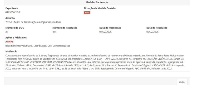 Resolução da ANVISA contra tempero parte 1 (Foto Reprodução/ANVISA)