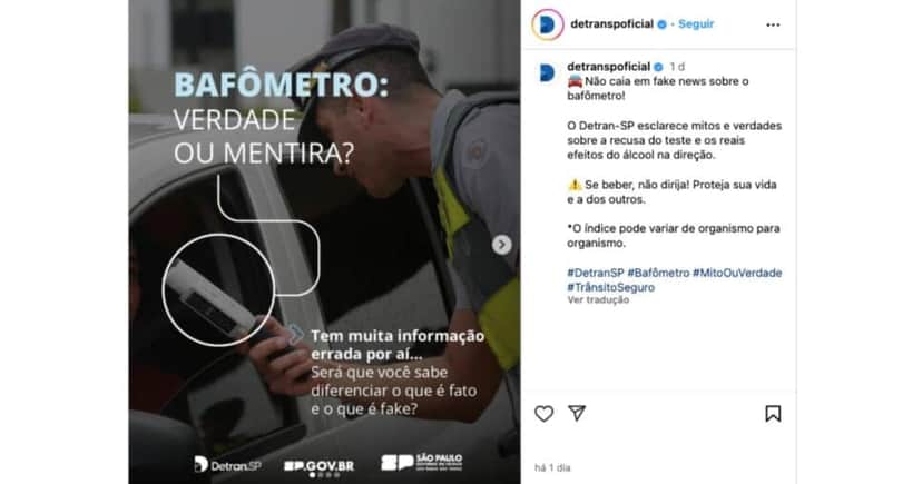 Comunicado do DetranSP (Reprodução/Instagram) Comunicado do DetranSP (Reprodução/Instagram)