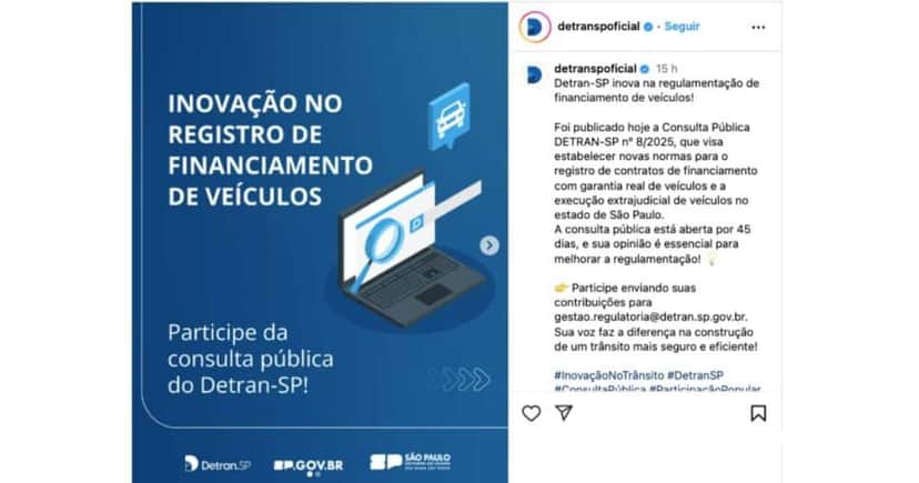 Comunicado do Detran (Reprodução/Instagram) Comunicado do Detran (Reprodução/Instagram)