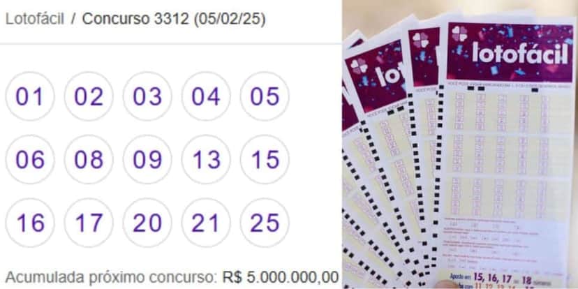 Sorteio 3312 da Lotofácil (Reprodução: Internet) Sorteio 3312 da Lotofácil (Reprodução: Internet)