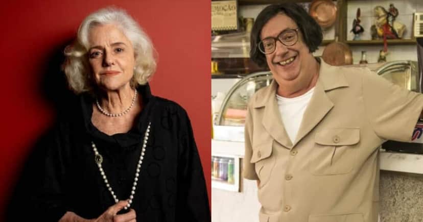 A famosa ex-atriz da Globo ao e o Beiçola, de A Grande Família (Foto: Reprodução/Montagem TV Foco)