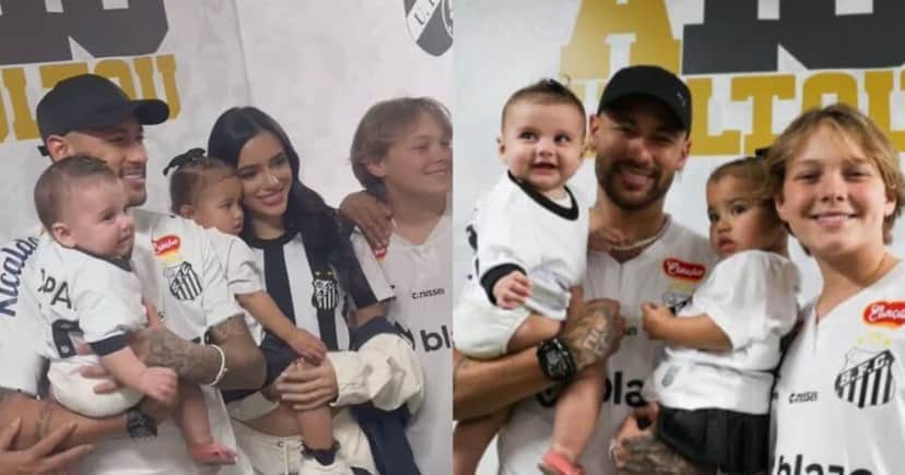 Neymar no Santos ao lado de sua família (Foto: Reprodução/Montagem TV Foco) Neymar no Santos ao lado de sua família (Foto: Reprodução/Montagem TV Foco)