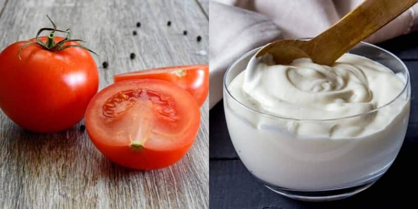 Tomate e iogurte natural fazem bem para pele (Reprodução: Montagem TV Foco) Tomate e iogurte natural fazem bem para pele (Reprodução: Montagem TV Foco)