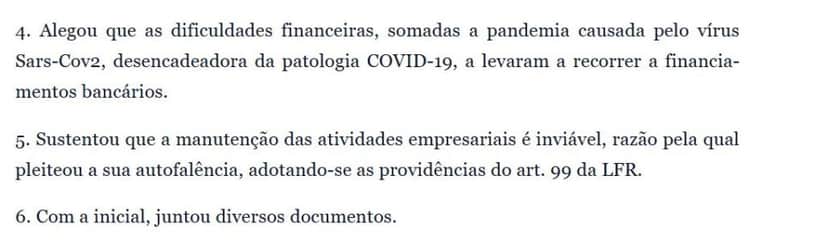 Alegações da empresa parte 1 (Foto Reprodução/Jus Brasil)