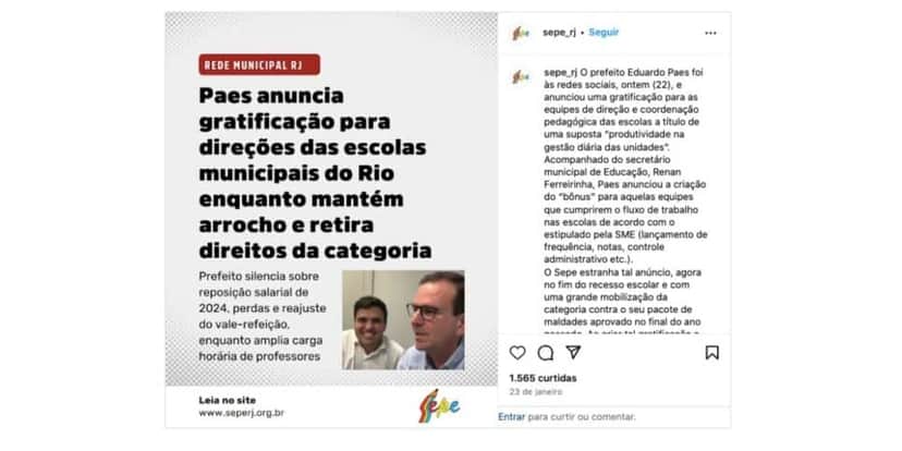 Anúncio de Eduardo Paes (Foto: Reprodução / Instagram) Anúncio de Eduardo Paes (Foto: Reprodução / Instagram)