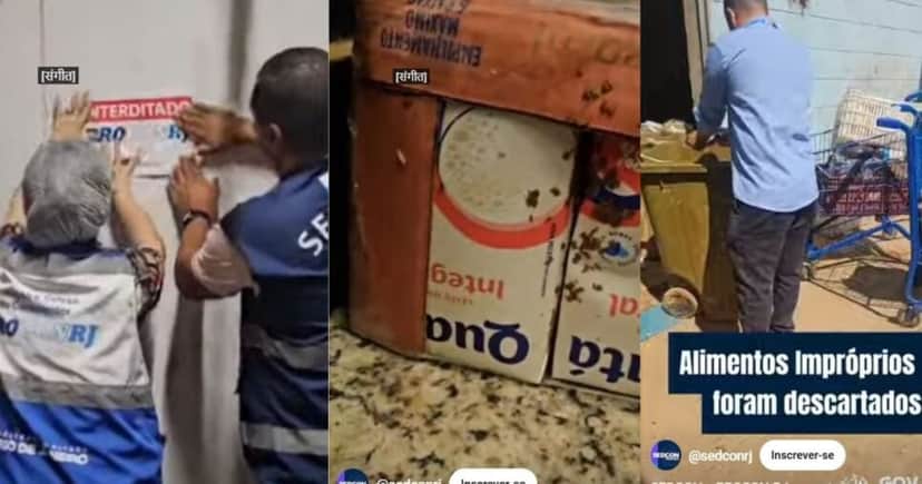 Baratas são encontradas em alimentos e principalmente em caixas de leite em supermercados do RJ (Foto Reprodução/YouTube @sedconrj) Baratas são encontradas em alimentos e principalmente em caixas de leite em supermercados do RJ (Foto Reprodução/YouTube @sedconrj)