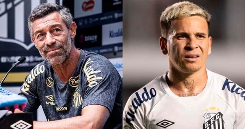 Soteldo e Pedro Caixinha - Santos (Foto: Reprodução) Soteldo e Pedro Caixinha - Santos (Foto: Reprodução)