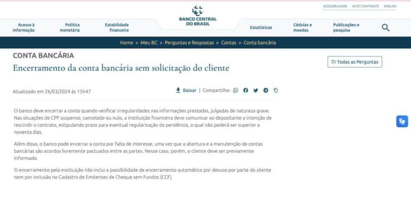 Comunicado do banco (Reprodução/Gov) Comunicado do banco (Reprodução/Gov)