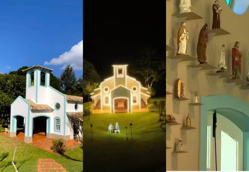 A capela construída em homenagem à Nossa Senhora de Fátima (Foto: Reprodução Globo/Montagem TV Foco) A capela construída em homenagem à Nossa Senhora de Fátima (Foto: Reprodução Globo/Montagem TV Foco)