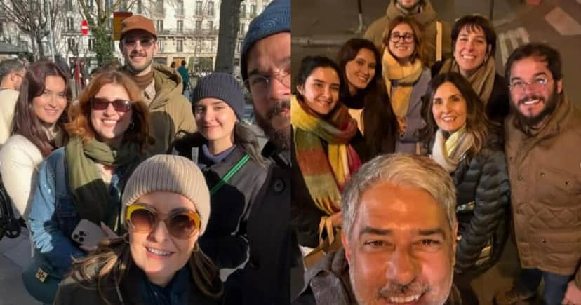 Fátima, Bonner, Túlio, os trigêmeos do ex-casal, a namorada do herdeiro e a esposa de de William (Foto: Reprodução/Montagem TV Foco)