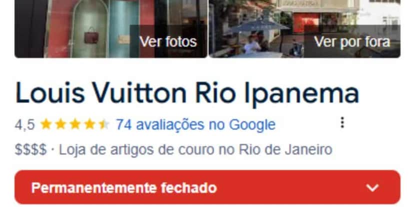 Louis Vuitton fechada em Ipanema (Reprodução: Google) Louis Vuitton fechada em Ipanema (Reprodução: Google)