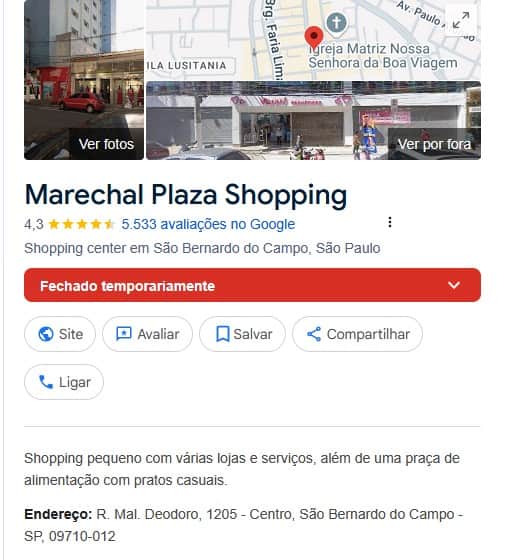Shopping decretou falência (Foto: Reprodução / Google Maps) Shopping decretou falência (Foto: Reprodução / Google Maps)