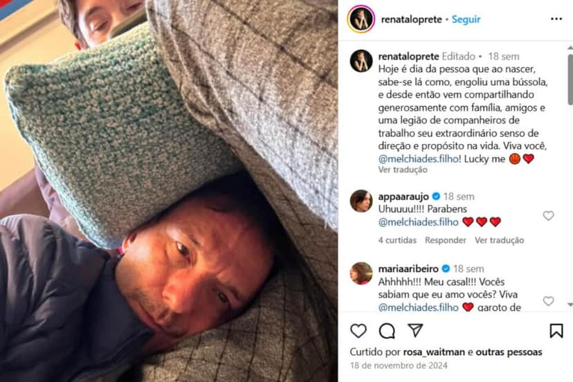 Renata Lo Prete ao lado de seu marido (Foto: Reprodução)