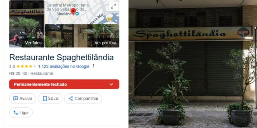 Spaghettilândia fechou depois de 70 anos (Reprodução: Google) Spaghettilândia fechou depois de 70 anos (Reprodução: Google)