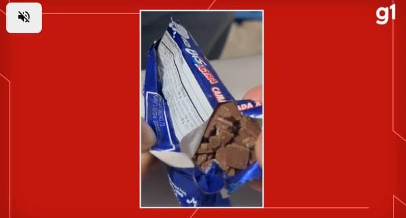 Larvas encontradas dentro do chocolate (Foto Reprodução/G1)