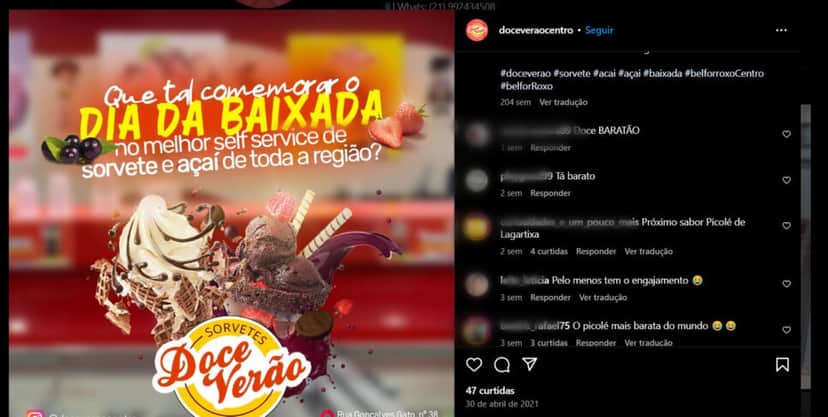 Doce Verão recebe enxurrada de comentários ironizando e denunciando o picolé com baratas (Foto Reprodução/Instagram) Doce Verão recebe enxurrada de comentários ironizando e denunciando o picolé com baratas (Foto Reprodução/Instagram)