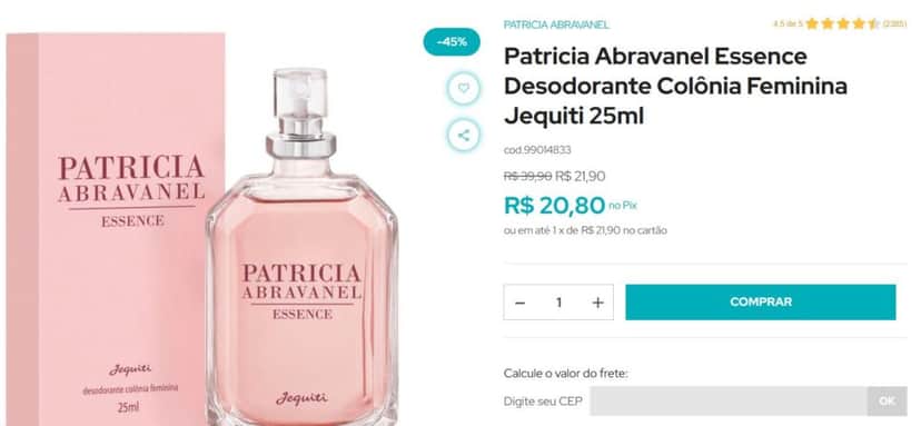Perfume da Patrícia Abravanel no site oficial da Jequiti (Foto Reprodução/Jequiti) Perfume da Patrícia Abravanel no site oficial da Jequiti (Foto Reprodução/Jequiti)