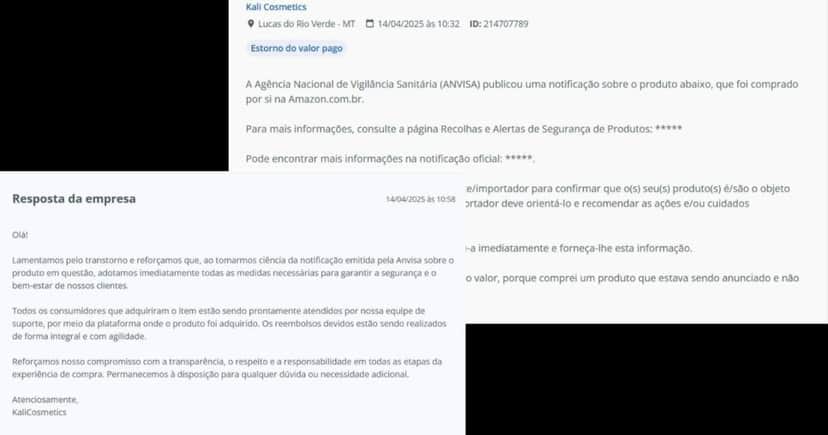 Cliente reclama sobre notificação da ANVISA e empresa responde (Foto Reprodução/RA)
