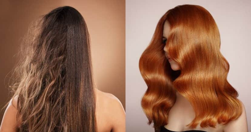 Cabelo com frizz e sem (Fotos: Canva) Cabelo com frizz e sem (Fotos: Canva)