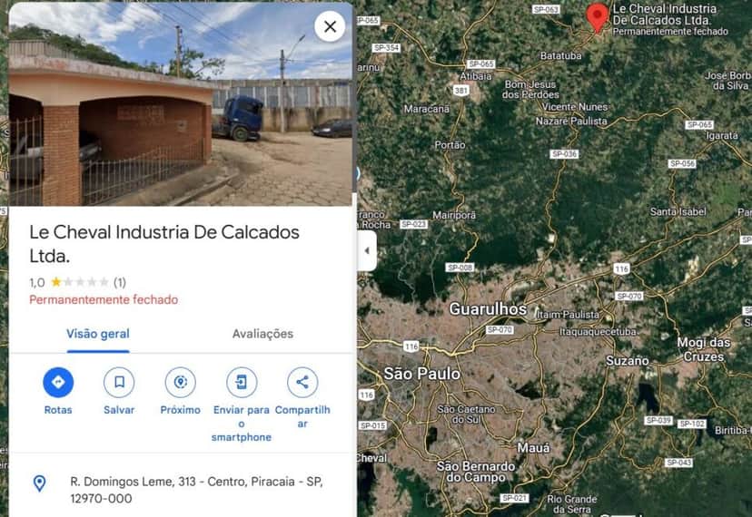 Fábrica consta como permanentemente fechada nos meios de busca (Foto Reprodução/Maps) Fábrica consta como permanentemente fechada nos meios de busca (Foto Reprodução/Maps)
