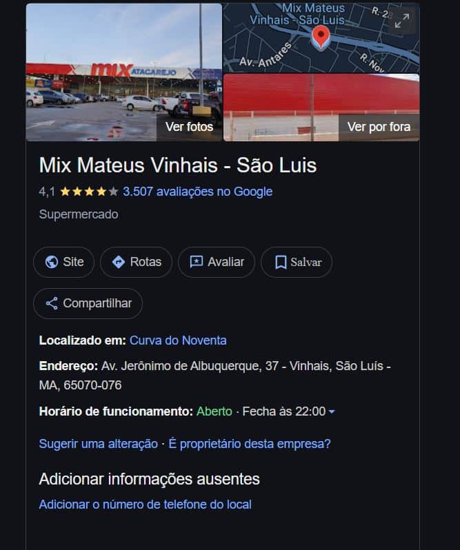 Operação do supermercado segue normalmente (Foto Reprodução/Maps) Operação do supermercado segue normalmente (Foto Reprodução/Maps)