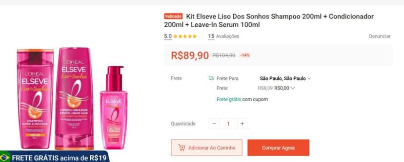 Linha completa do Liso dos sonhos na Shopee (Foto Reprodução/site oficial) Linha completa do Liso dos sonhos na Shopee (Foto Reprodução/site oficial)