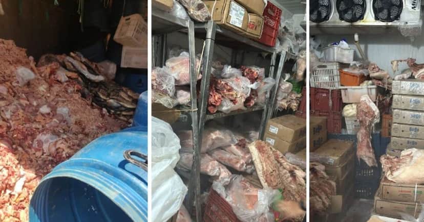 Carnes inapropriadas e em estado de putrificado (Foto Reprodução/Folha MS) Carnes inapropriadas e em estado de putrificado (Foto Reprodução/Folha MS)