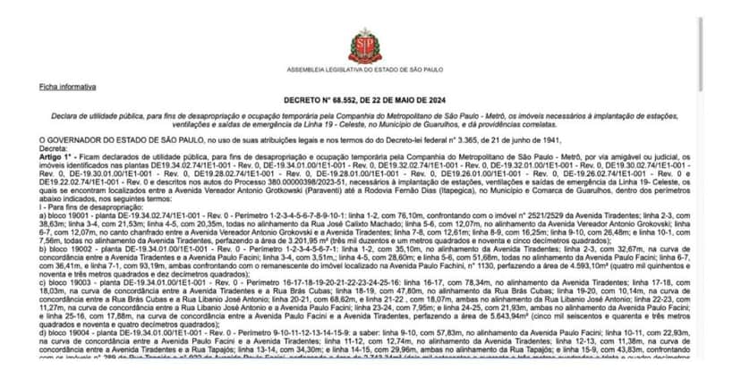 Decreto nº 68.552 (Foto: Reprodução / siite oficial do Governo de São Paulo) Decreto nº 68.552 (Foto: Reprodução / siite oficial do Governo de São Paulo)