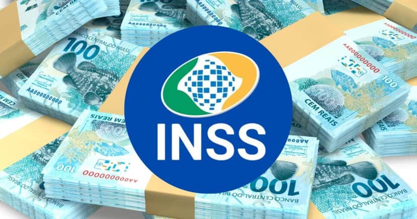 Notas de cem reais e logo do INSS (Fotos: Reproduções / Canva / Internet)
