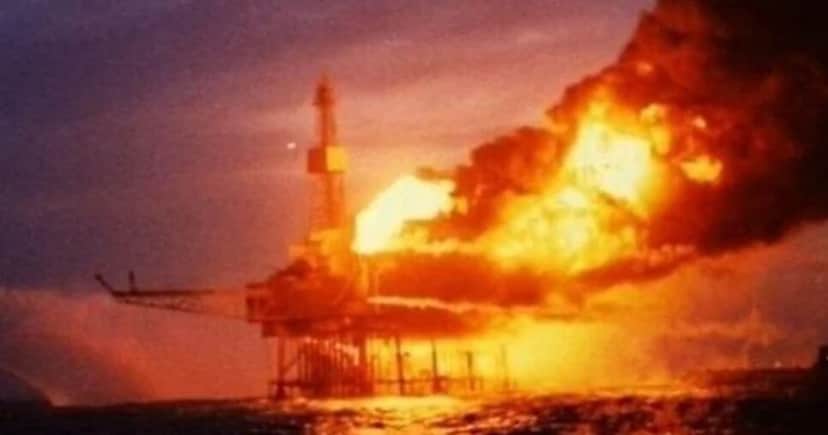 Imagens da explosão da Piper Alpha (Foto Reprodução/Reddit) Imagens da explosão da Piper Alpha (Foto Reprodução/Reddit)