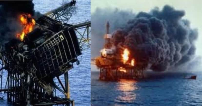Imagens da explosão da Piper Alpha (Foto Reprodução/Montagem/Reddit/Tv Foco) Imagens da explosão da Piper Alpha (Foto Reprodução/Montagem/Reddit/Tv Foco)