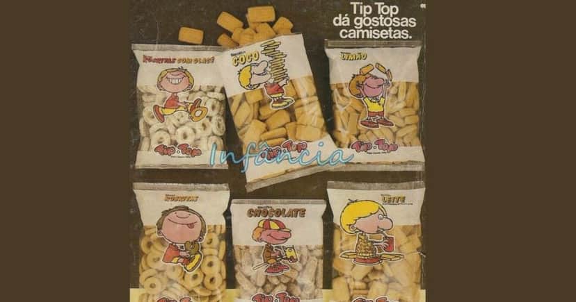 Biscoitos Tip Top com o mascote em 80 (Foto Reprodução/Pinterest) Biscoitos Tip Top com o mascote em 80 (Foto Reprodução/Pinterest)