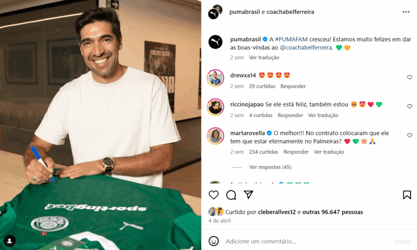 Abel Ferreira é o novo embaixador da Puma - (Foto: Intagram) Abel Ferreira é o novo embaixador da Puma - (Foto: Intagram)