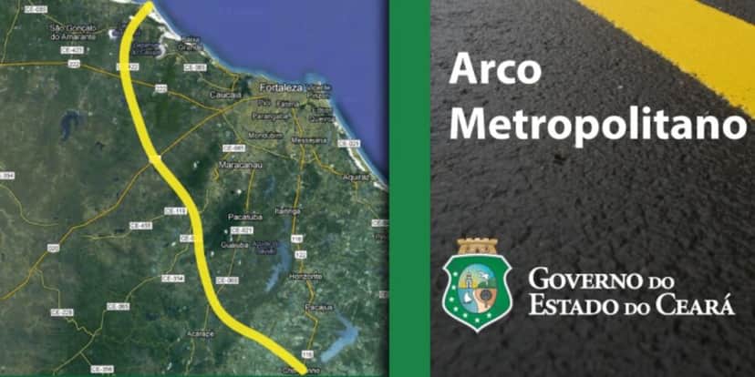 O projeto inicial do Arco Metropolitano, no Ceará (Reprodução: Governo-CE) O projeto inicial do Arco Metropolitano, no Ceará (Reprodução: Governo-CE)