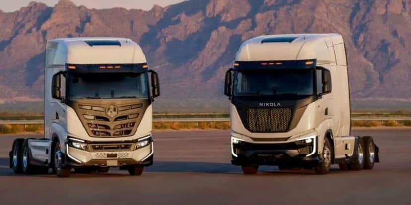 Dois dos caminhões produzidos pela Nikola (Reprodução: Divulgação) Dois dos caminhões produzidos pela Nikola (Reprodução: Divulgação)