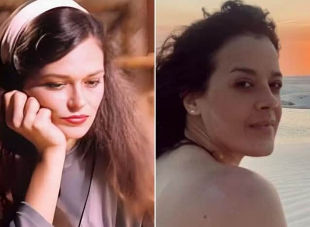 Cecília (Lala Deheinzelin) na versão original e Maeve Jinkings no remake (Foto: Reprodução / Globoplay) Cecília (Lala Deheinzelin) na versão original e Maeve Jinkings no remake (Foto: Reprodução / Globoplay)