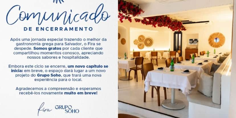 Comunicado oficial do encerramento do restaurante (Reprodução: Instagram) Comunicado oficial do encerramento do restaurante (Reprodução: Instagram)