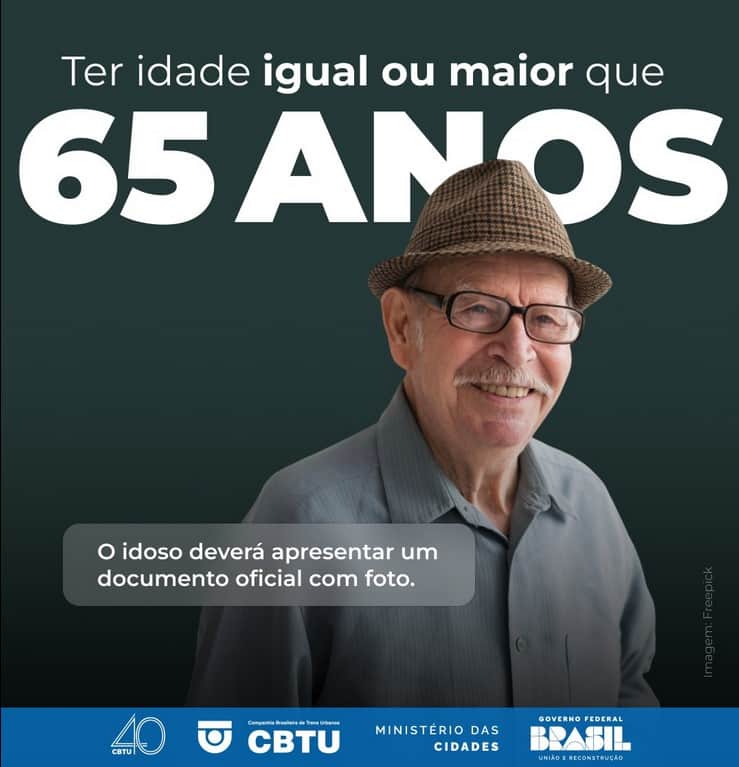 Idosos 65+ andar de graça no metrô de Recife (Foto: Reprodução / Facebook) Idosos 65+ andar de graça no metrô de Recife (Foto: Reprodução / Facebook)