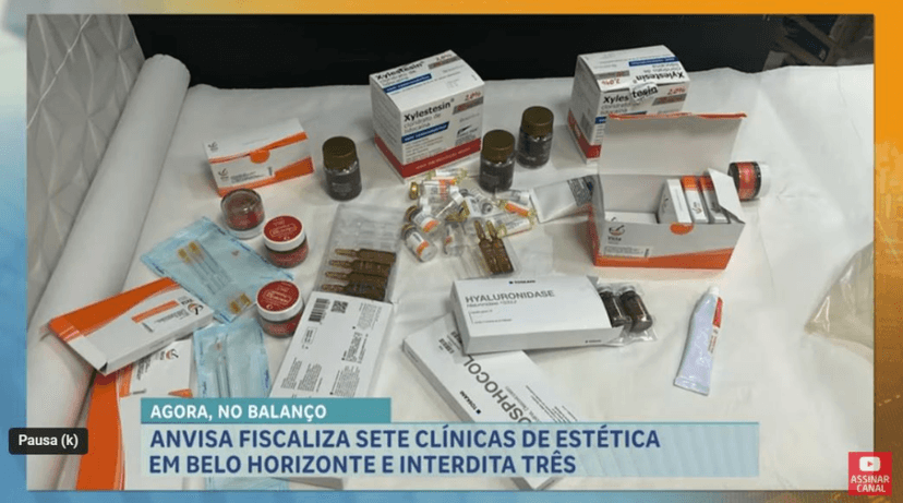 Substâncias e tintas para micropigmentação vencidas (Foto Reprodução/Youtube)