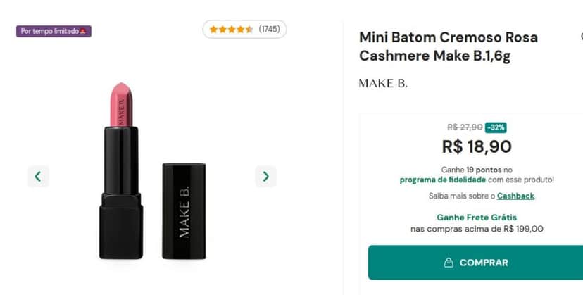 Mini Batom Cremoso (Foto: Reprodução / Site da Marca) Mini Batom Cremoso (Foto: Reprodução / Site da Marca)