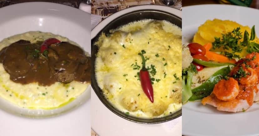 Risoto de brie à “Chorão”; Gnocchi ao molho de camarões à “Bruno Gissoni”; Salmão grelhado à “Boca Rosa”; Risoto de brie à “Chorão”; Gnocchi ao molho de camarões à “Bruno Gissoni”; Salmão grelhado à “Boca Rosa”;