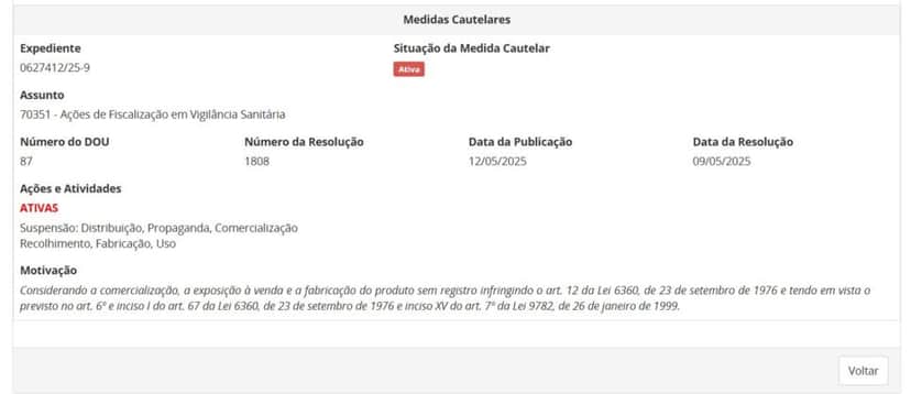 Resolução da ANVISA com ação contra creme de hidratação capilar parte 1 (Foto Reprodução/ANVISA)
