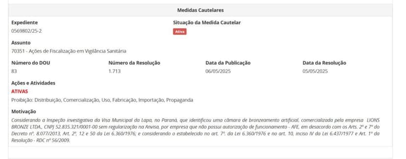Resolução da ANVISA pt 1 (Foto Reprodução/ANVISA) Resolução da ANVISA pt 1 (Foto Reprodução/ANVISA)