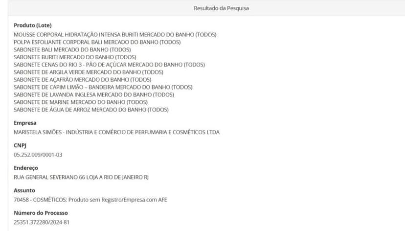 Resolução da ANVISA com ação contra lotes de sabonete parte 1 (Foto Reprodução/ANVISA) Resolução da ANVISA com ação contra lotes de sabonete parte 1 (Foto Reprodução/ANVISA)
